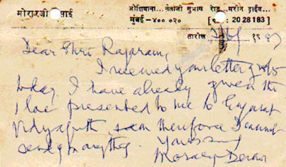 Mr. Morarji Desai's letters