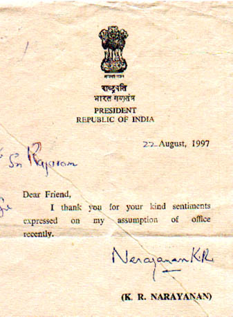 Shri.K.R.Narayanan's letters